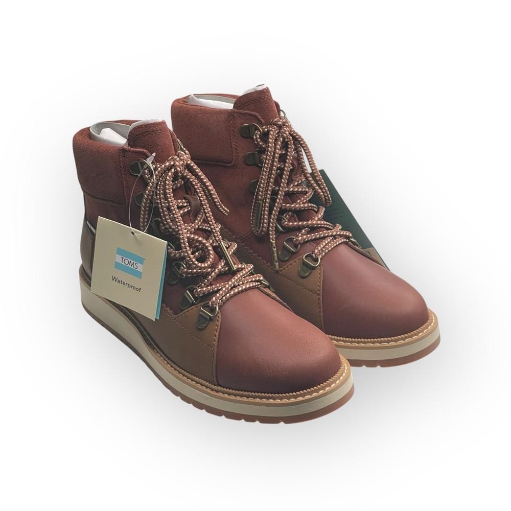 new Toms ☀︎︎ Mesa Waterproof Leather Bootie ☀︎︎ Hiking Boot ☀︎︎ Penny Brown ☀︎ - Picture 9 of 16